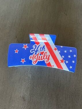 American Flag Red White Blue Star Stripes July 4th USA 4" Lobster Claw Hair Clip